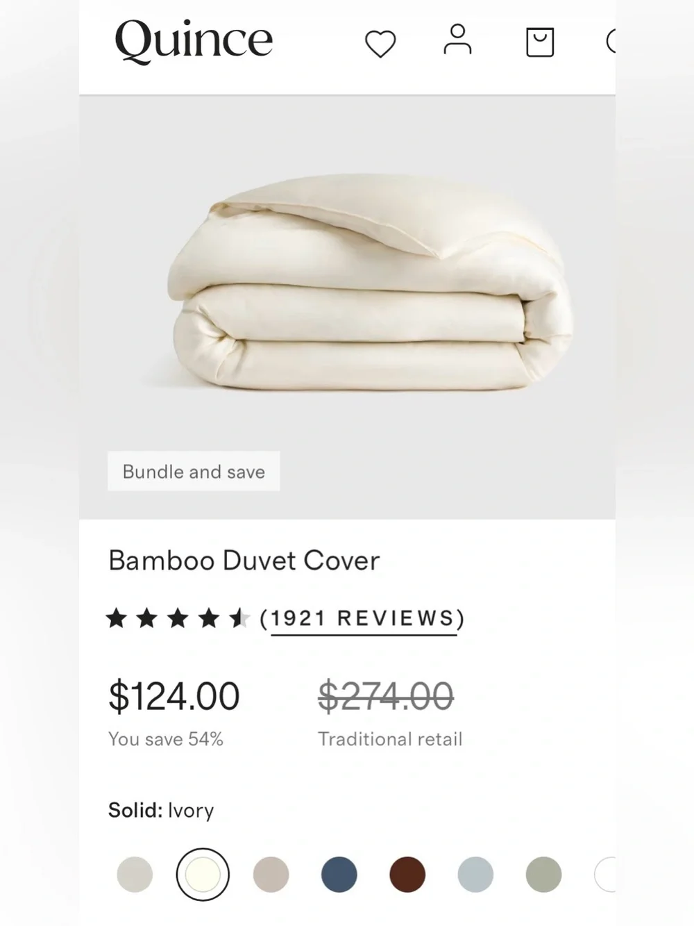 Quince Bamboo 1 Pc Duvet Cover, King/Cal (Ivory)